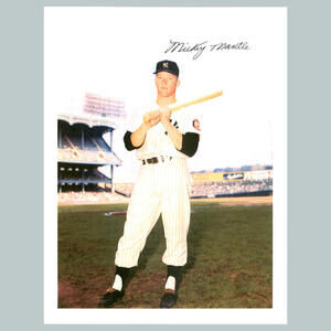 #0342  Mickey Mantle Young-Pose W-Bat Fac Auto-V Photo Fast Ship
